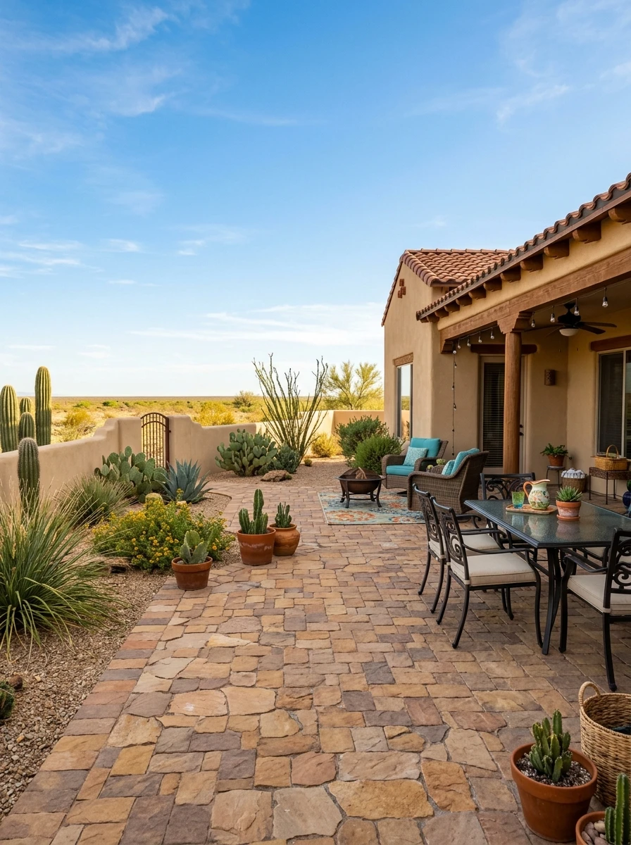 Custom Arizona paver patio built by Diamond Cut Landscape