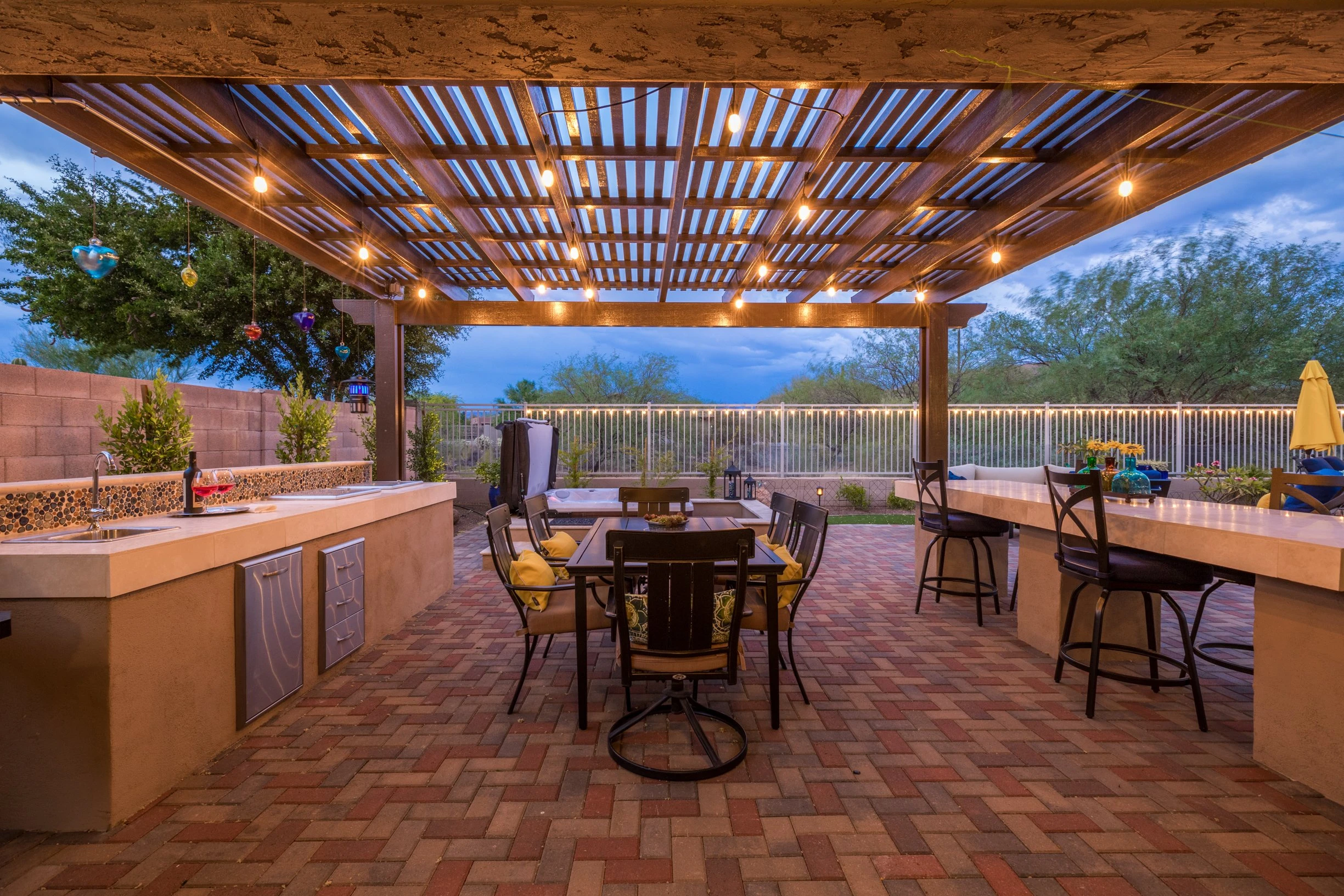 Diamond Cut Landscape crew building a custom backyard hardscape project