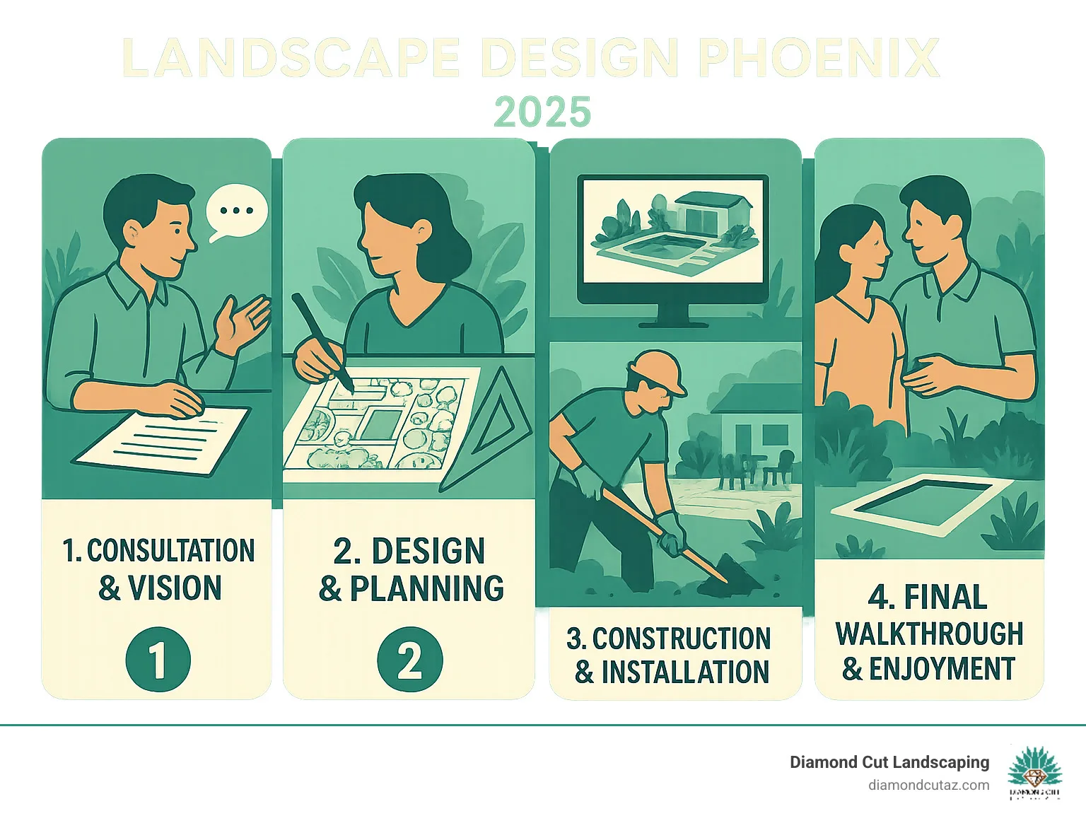 Finished luxury Phoenix outdoor environment built by professional landscape designers
