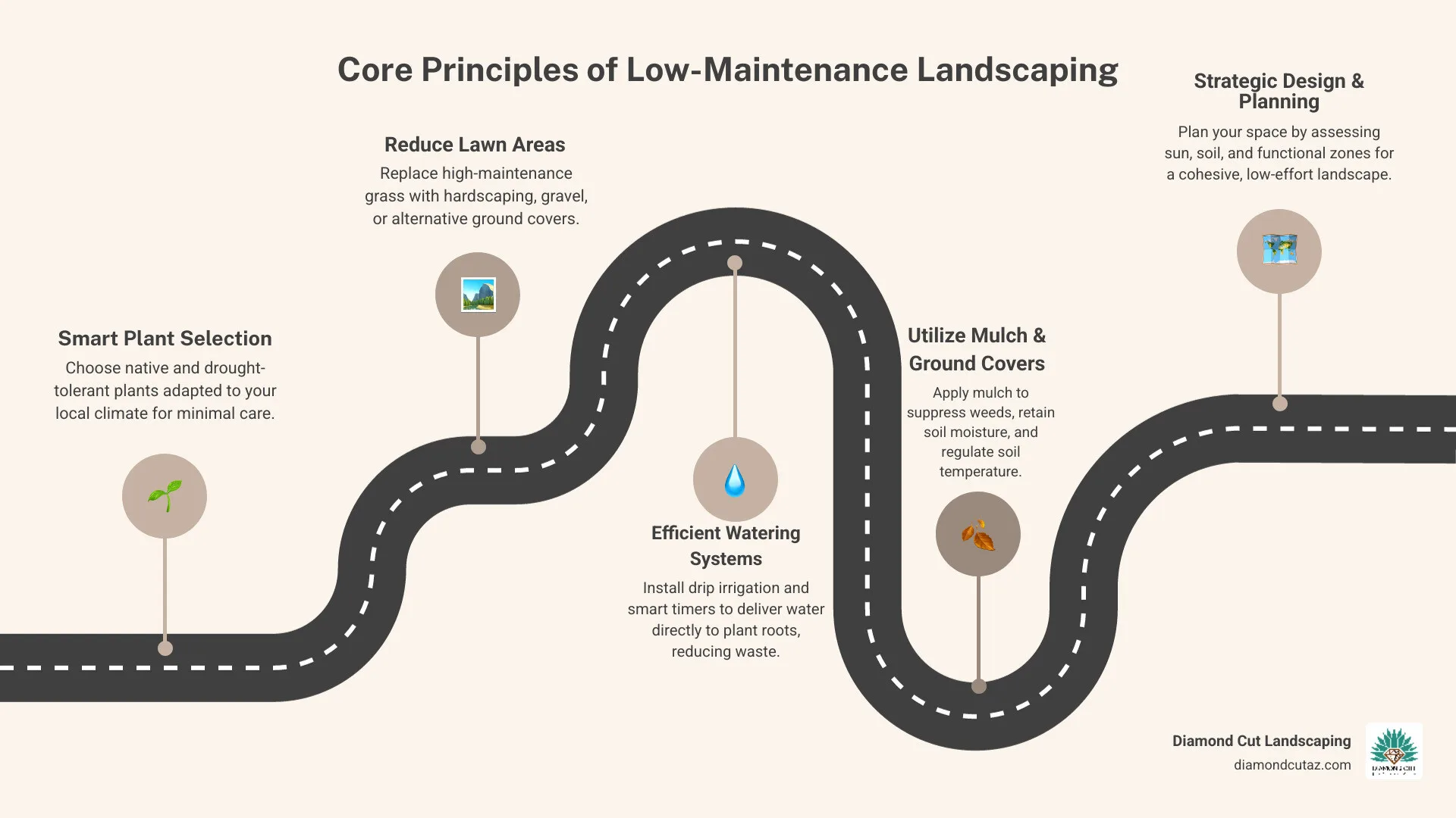 Infographic: the pillars of low-maintenance landscaping