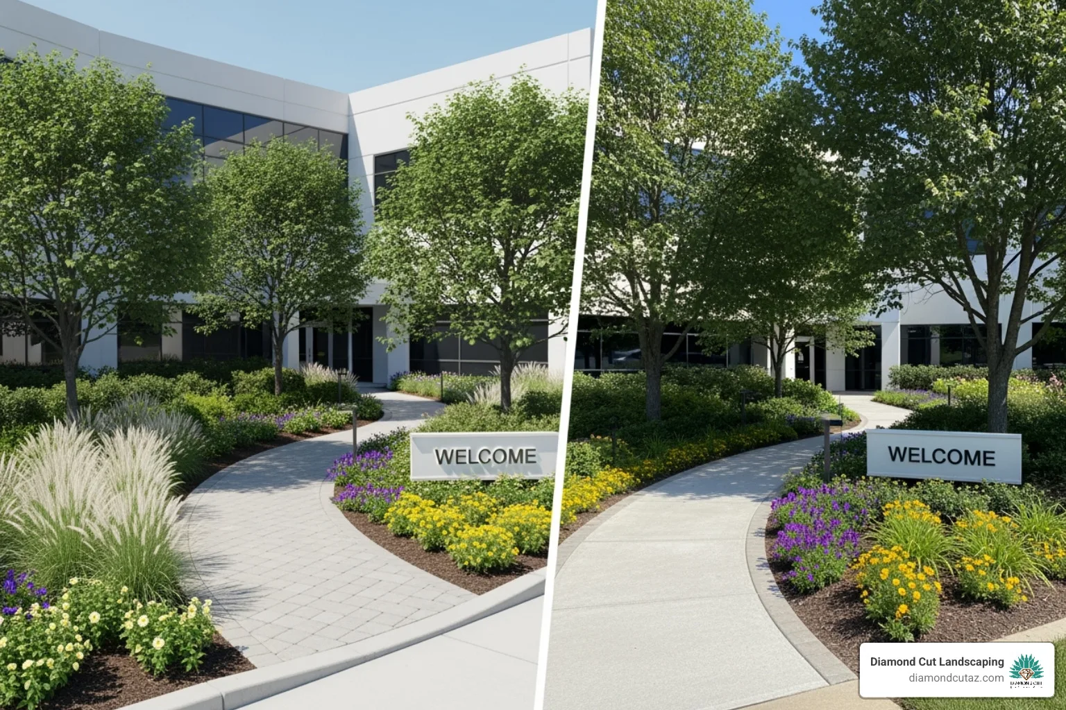 Commercial landscape design and installation in progress