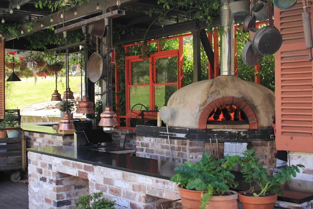 Beautiful outdoor kitchen and dining area