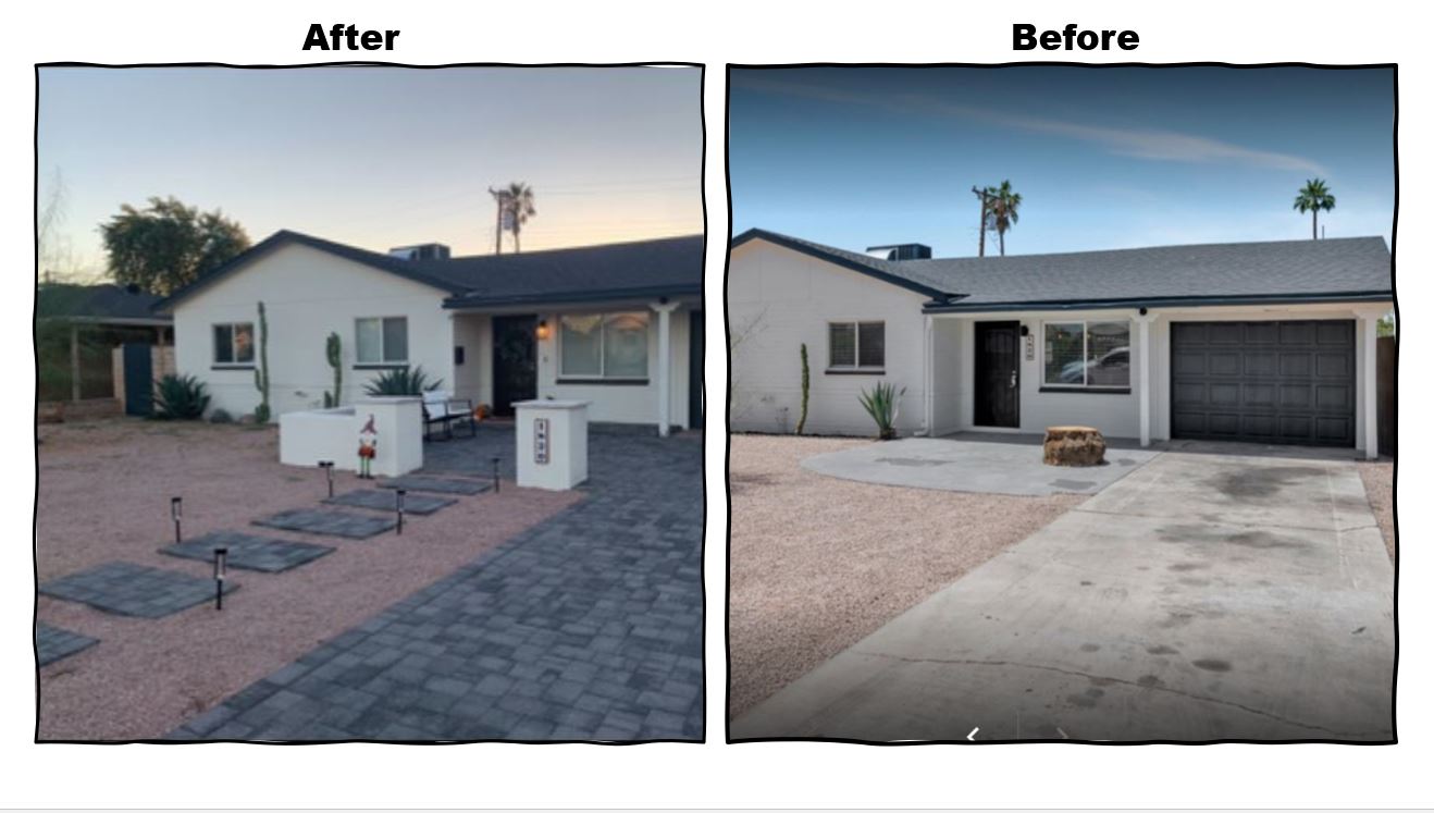 2023 yard design before and After front yard landscaping north phoenix az